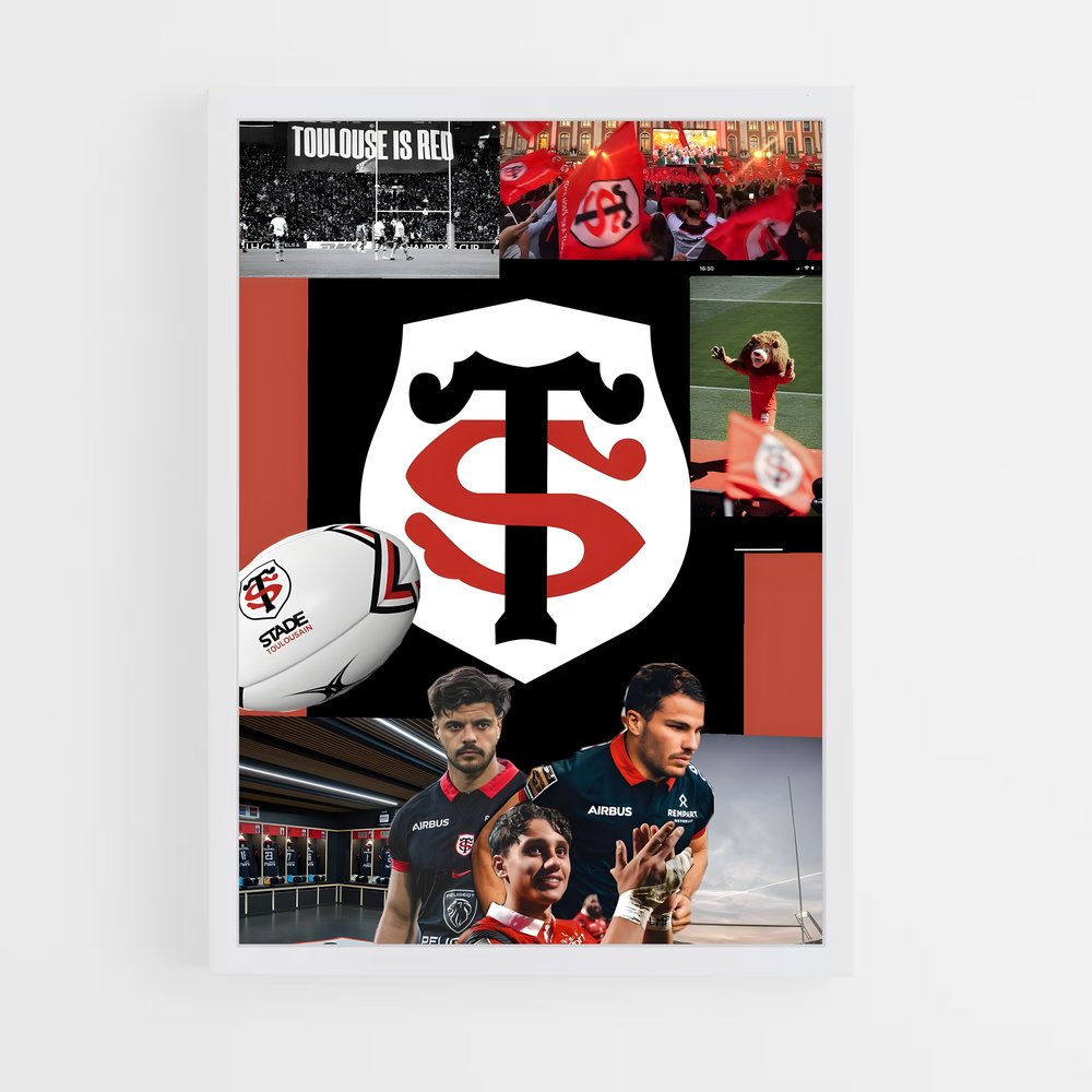 Poster L'Histoire Rouge et Noir – affiche Rugby (vue 3)